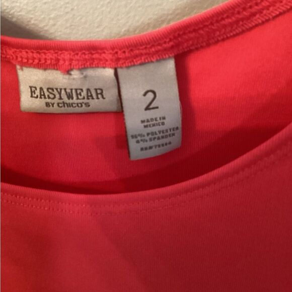 CHICO'S SIZE 2 MED 12 14 WATERMELON EASYWEAR SCOOP NECK TANK TOP - Picture 4 of 5